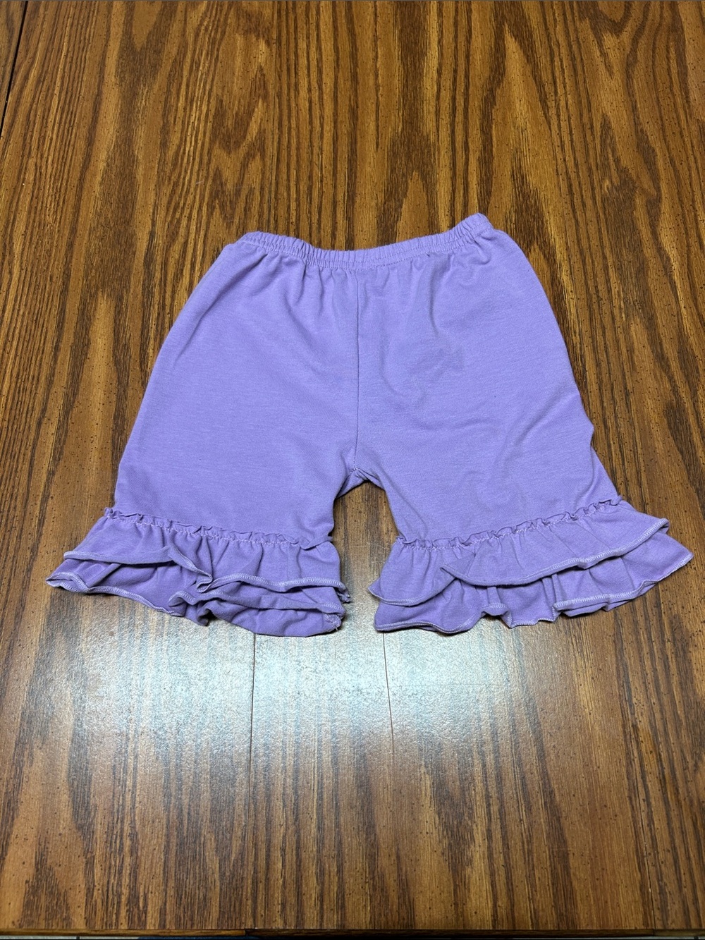 Purple Ruffle Hem Girls Shorts
